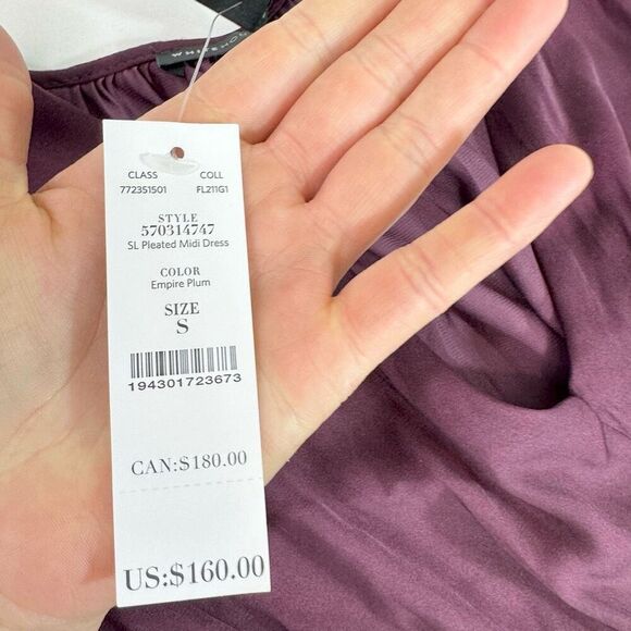 WHBM Midi Dress Womens Small Purple Satin Sleeveless Tiered Flowy Party New - Picture 5 of 11